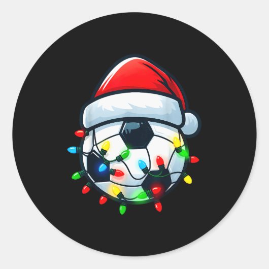 Sticker Rond Soccer Ball Santa Hat Xmas Pajamas Players Toddler (Devant)