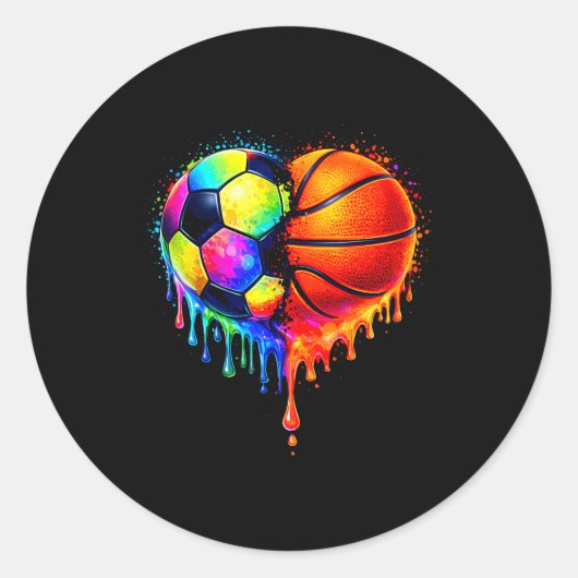 Sticker Rond Soccer Basketball Drip Heart Srts Valentines Day M (Devant)