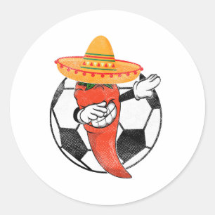 Sticker Rond Soccer Byll Dabbing Hot Pepper Mexicain Chili Cinc