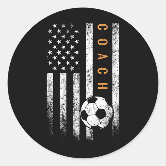 Sticker Rond Soccer Coach American Flag Design Soccer Trainer C (Devant)