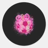 Sticker Rond Soccer Coquette Bow Breast Cancer Awareness Nk Rib (Devant)