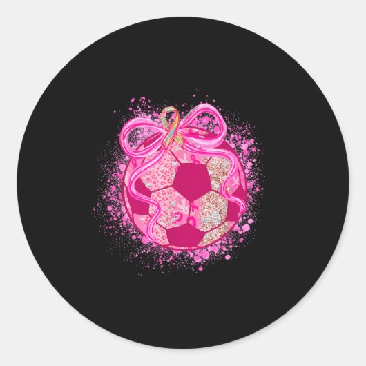 Sticker Rond Soccer Coquette Bow Breast Cancer Awareness Nk Rib (Devant)