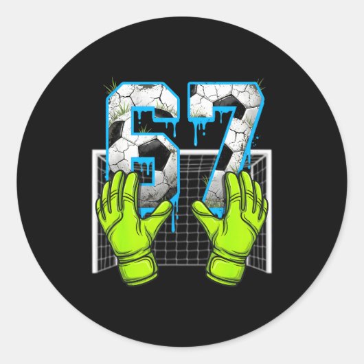 Sticker Rond Soccer Drip 67 Six Seven Funny Gen Alpha Meme Desi (Devant)