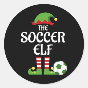 Sticker Rond Soccer Elf Family Matching Groupe Noël Sportif