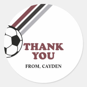 Sticker Rond Soccer Maroon Stripes On le frappe Anniversaire