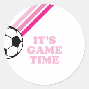 Sticker Rond Soccer Pink Stripes Jeu Heure Anniversaire