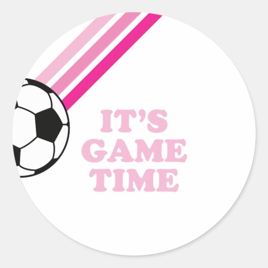 Sticker Rond Soccer Pink Stripes Jeu Heure Anniversaire (Devant)