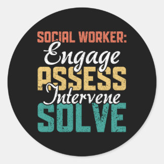 Sticker Rond Social Worker Ene Évaluation Intervention Résoudre