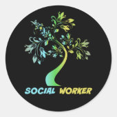 Sticker Rond Social Worker, Floral Graphics (Devant)