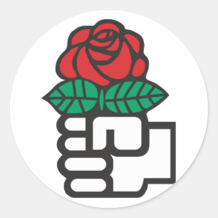 Sticker Rond Socialisme Democratic (le poing et le symbole