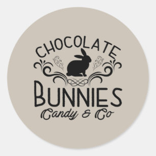 Sticker Rond Société de confiserie de lapins en chocolat mignon