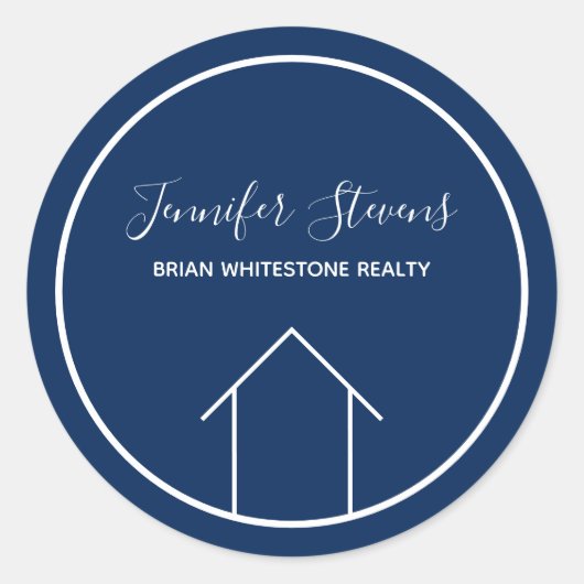 Sticker Rond Société immobilière Custom Navy Blue Marketing (Devant)