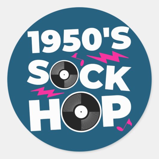 Sticker Rond Sock Hop 50's Dance Party 1950 (Devant)
