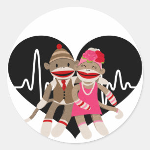 Sticker Rond Sock Monkey