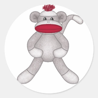 Sticker Rond Sock Monkey