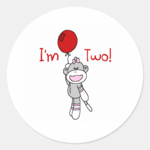 Sticker Rond Sock Monkey 2e anniversaire