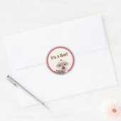 Sticker Rond SOCK MONKEY Baby shower vierge rond GARÇON #5 (Enveloppe)