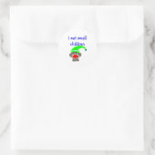 Sticker Rond Sock Monkey "I MANGE PETITS ENFANTS" (Sac)