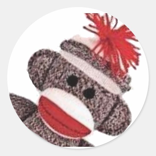 Sticker Rond Sock Monkey marchandises produits cadeaux (Devant)