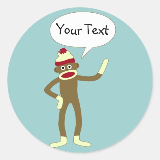 Sticker Rond Sock Monkey personnalisable Comic Speech Bubble (Devant)
