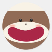 Sticker Rond Sock Monkey Smile (Garçon) (Devant)