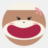 Sticker Rond Sock Monkey Smile(Girl) (Devant)