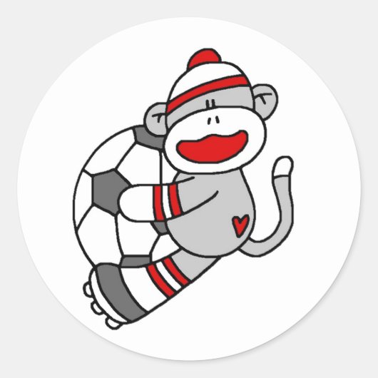 Sticker Rond Sock Monkey Soccer (Devant)