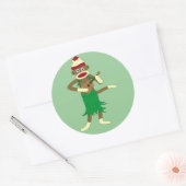 Sticker Rond Sock Monkey Ukulele (Enveloppe)