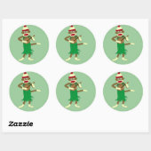 Sticker Rond Sock Monkey Ukulele (Feuille)