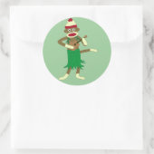 Sticker Rond Sock Monkey Ukulele (Sac)