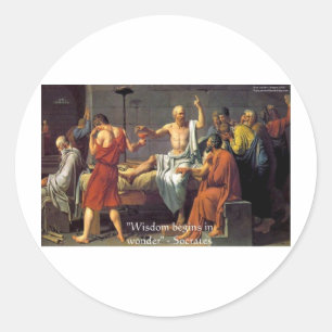 Sticker Rond Socrates "Wisdom/Wonder" Devis Cadeaux Tee - shirt