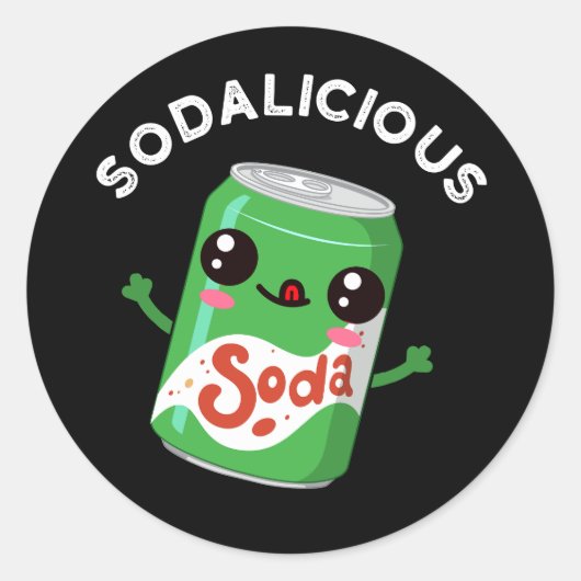 Sticker Rond Soda licious Funny Soda Pun Pop Dark BG (Devant)