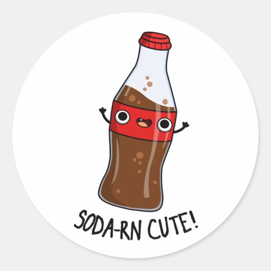 Sticker Rond Soda-rn Cute Funny Soda Pun (Devant)