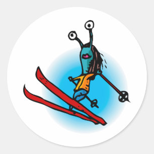 Sticker Rond Soeur Alien de saut de ski