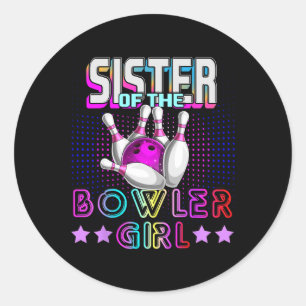 Sticker Rond Soeur De La Bowler Girl Matching Family Bowling