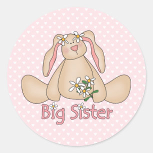 Sticker Rond Soeur de lapin de marguerite grande