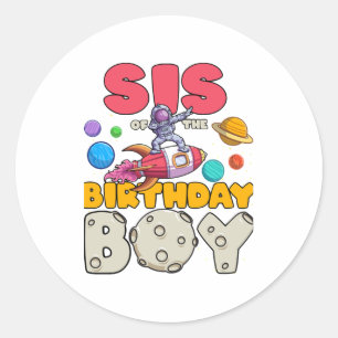 Sticker Rond Soeur de l'astronaute Dabbing Anniversaire Match d