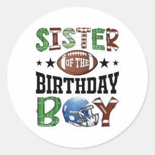 Sticker Rond Sœur du garçon d'anniversaire amoureuse de Footll