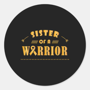 Sticker Rond Soeur d'un guerrier Lauréat du Ruban Cancer de l'e