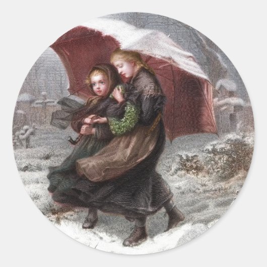 Sticker Rond Soeur en hiver (Devant)