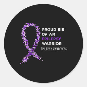 Sticker Rond Sœur fière d'un guerrier de l'épilepsie Sensibilis