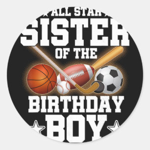 Sticker Rond Sœur Star All Du Garçon D'anniversaire Sketll Foot