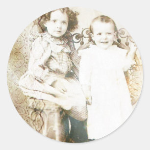 Sticker Rond Soeurs et dentelle