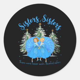 Sticker Rond Sœurs Film Noël Blanc 1954 Xmas Neige Vacances