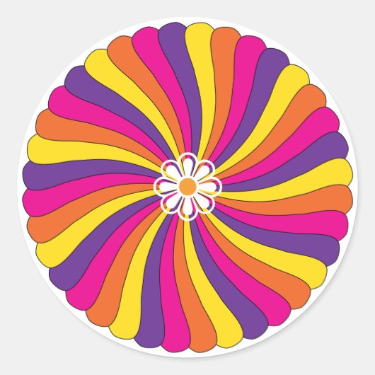 Sticker Rond Soeurs rétro Fleur vive (Devant)