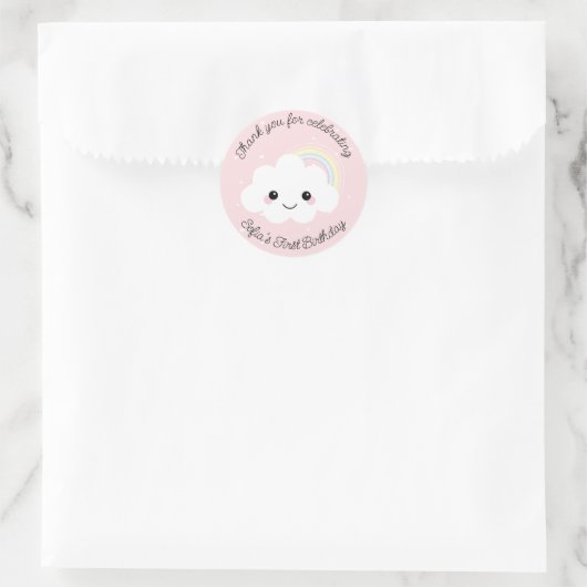 Sticker Rond Sofia Cloud Anniversaire Merci Favoriser (Sac)