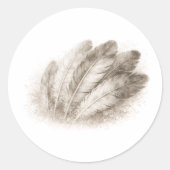Sticker Rond Soft Feathers in Bloom Monochrome Nature on  (Devant)