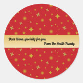 Sticker Rond Soft Glow Golden Stars & Floral Petals Pattern (Devant)