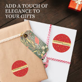 Sticker Rond Soft Glow Golden Stars & Floral Petals Pattern