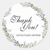 Sticker Rond Soft Green Boho Genre Neutre Merci Floral (Devant)